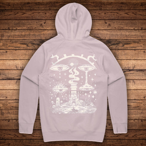 Paradoxical Perspective – Mystical Midweight Hoodie with Kangaroo Pocket and Raglan Sleeves